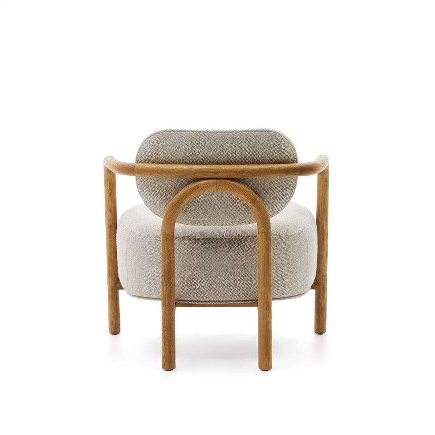 Melqui beiger Sessel aus massivem Eichenholz mit natürlichem Finish - ZEN ZONE Furniture