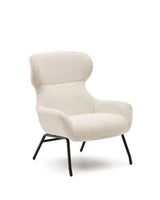 Belina Sessel aus weißem Bouclé und Stahl mit schwarzem Finish FSC 100% - ZEN ZONE Furniture