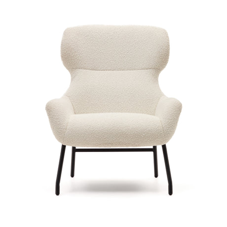 Belina Sessel aus weißem Bouclé und Stahl mit schwarzem Finish FSC 100% - ZEN ZONE Furniture