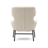 Belina Sessel aus weißem Bouclé und Stahl mit schwarzem Finish FSC 100% - ZEN ZONE Furniture