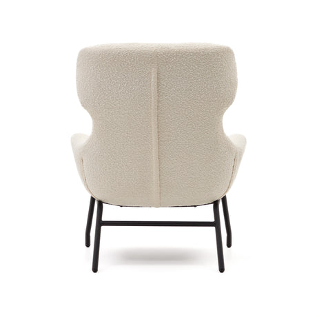 Belina Sessel aus weißem Bouclé und Stahl mit schwarzem Finish FSC 100% - ZEN ZONE Furniture