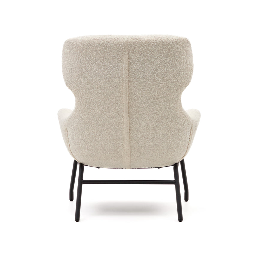 Belina Sessel aus weißem Bouclé und Stahl mit schwarzem Finish FSC 100% - ZEN ZONE Furniture