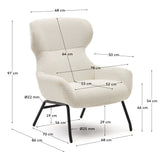 Belina Sessel aus weißem Bouclé und Stahl mit schwarzem Finish FSC 100% - ZEN ZONE Furniture