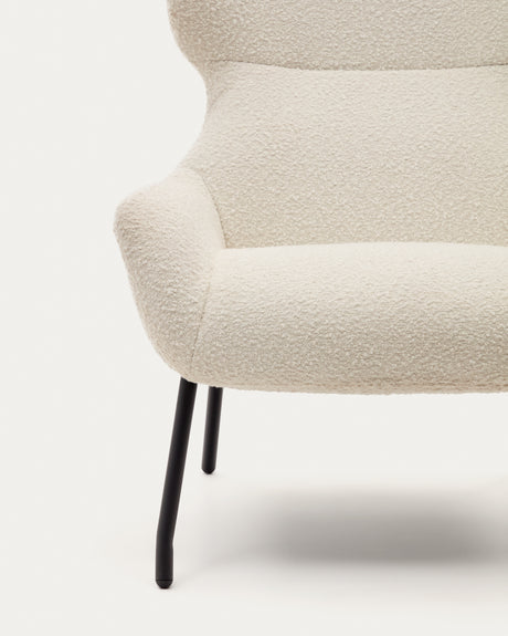 Belina Sessel aus weißem Bouclé und Stahl mit schwarzem Finish FSC 100% - ZEN ZONE Furniture