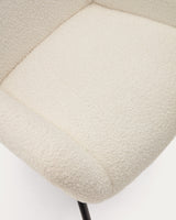 Belina Sessel aus weißem Bouclé und Stahl mit schwarzem Finish FSC 100% - ZEN ZONE Furniture