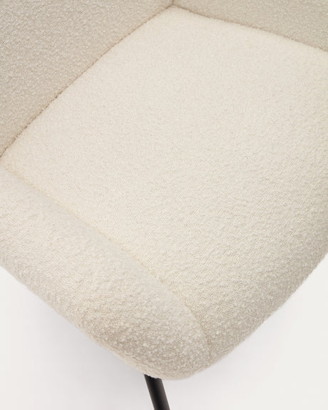 Belina Sessel aus weißem Bouclé und Stahl mit schwarzem Finish FSC 100% - ZEN ZONE Furniture