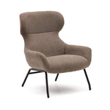 Belina  Sessel mit Chenille in Hellbraun und Stahl mit schwarzem Finish FSC 100% - ZEN ZONE Furniture