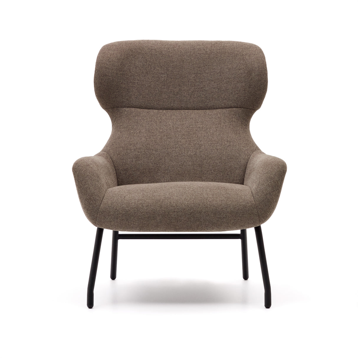 Belina  Sessel mit Chenille in Hellbraun und Stahl mit schwarzem Finish FSC 100% - ZEN ZONE Furniture