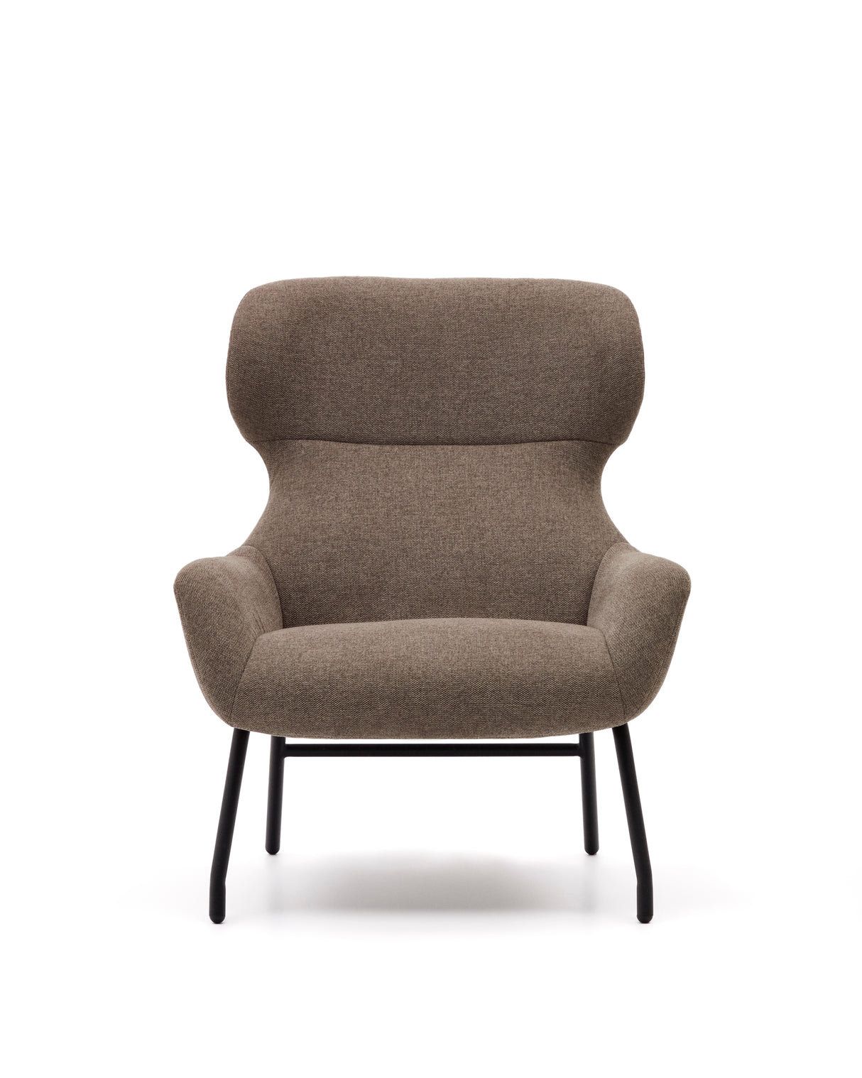 Belina  Sessel mit Chenille in Hellbraun und Stahl mit schwarzem Finish FSC 100% - ZEN ZONE Furniture