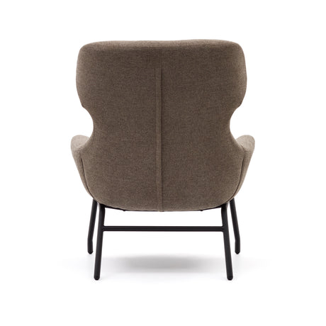 Belina  Sessel mit Chenille in Hellbraun und Stahl mit schwarzem Finish FSC 100% - ZEN ZONE Furniture