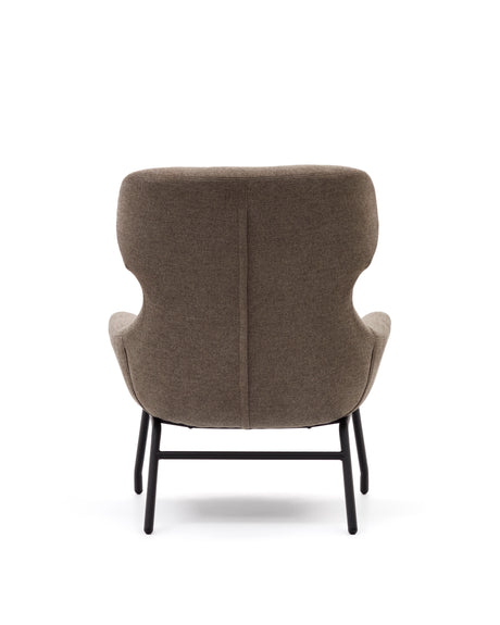 Belina  Sessel mit Chenille in Hellbraun und Stahl mit schwarzem Finish FSC 100% - ZEN ZONE Furniture