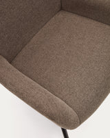 Belina  Sessel mit Chenille in Hellbraun und Stahl mit schwarzem Finish FSC 100% - ZEN ZONE Furniture
