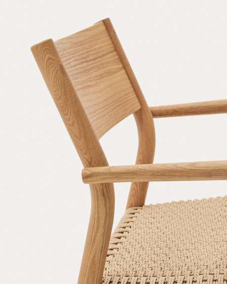 Yalia Sessel massives Eichenholz mit natürlichem Finish und Sitz aus Papierseil 100% FSC - ZEN ZONE Furniture