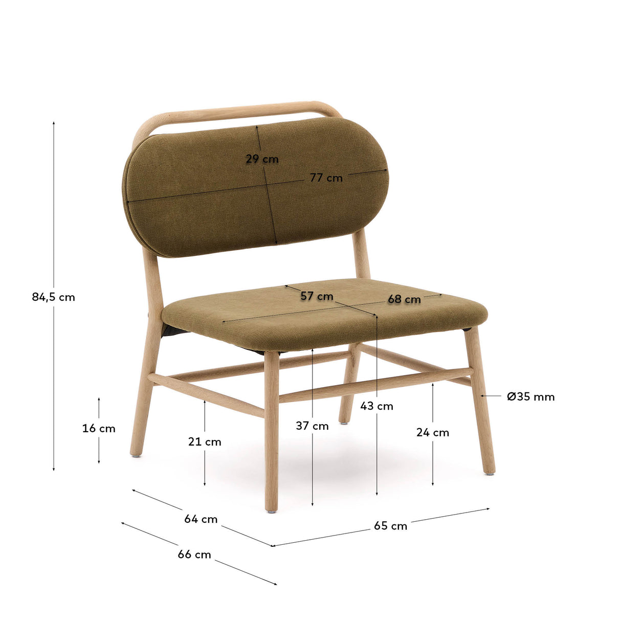 Sessel Helda aus grünem Chenille und massivem Eichenholz FSC Mix Credit - ZEN ZONE Furniture