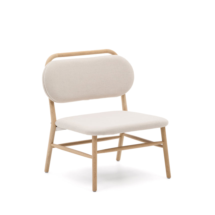 Sessel Helda aus beigefarbenem Chenille und massivem Eichenholz FSC Mix Credit - ZEN ZONE Furniture