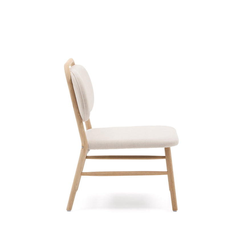 Sessel Helda aus beigefarbenem Chenille und massivem Eichenholz FSC Mix Credit - ZEN ZONE Furniture