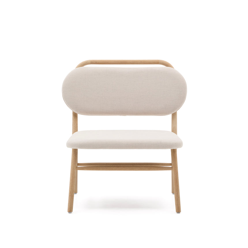 Sessel Helda aus beigefarbenem Chenille und massivem Eichenholz FSC Mix Credit - ZEN ZONE Furniture