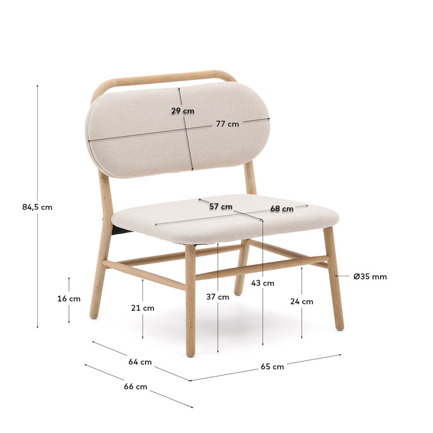 Sessel Helda aus beigefarbenem Chenille und massivem Eichenholz FSC Mix Credit - ZEN ZONE Furniture