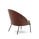 Eamy Sessel aus braunem Kunstleder, Eschenfurnier in Nussbaum-Finish mit Metall in Schwarz - ZEN ZONE Furniture