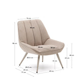 Sessel Marlina aus beigefarbenem Chenille-Stoff und mattgrau lackierten Stahlbeinen. - ZEN ZONE Furniture