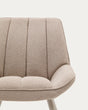 Sessel Marlina aus beigefarbenem Chenille-Stoff und mattgrau lackierten Stahlbeinen. - ZEN ZONE Furniture