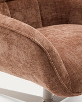 Sessel Teryl aus hellbrauner Chenille und Metall mit grauer Oberfläche FSC 100% - ZEN ZONE Furniture