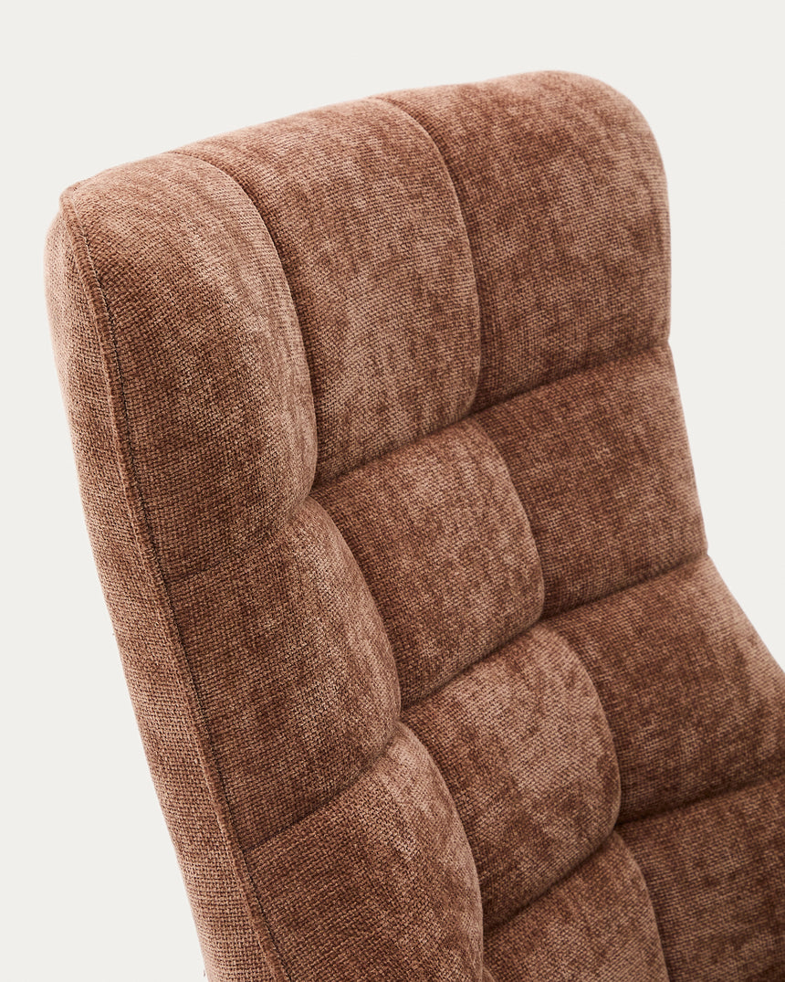 Sessel Teryl aus hellbrauner Chenille und Metall mit grauer Oberfläche FSC 100% - ZEN ZONE Furniture