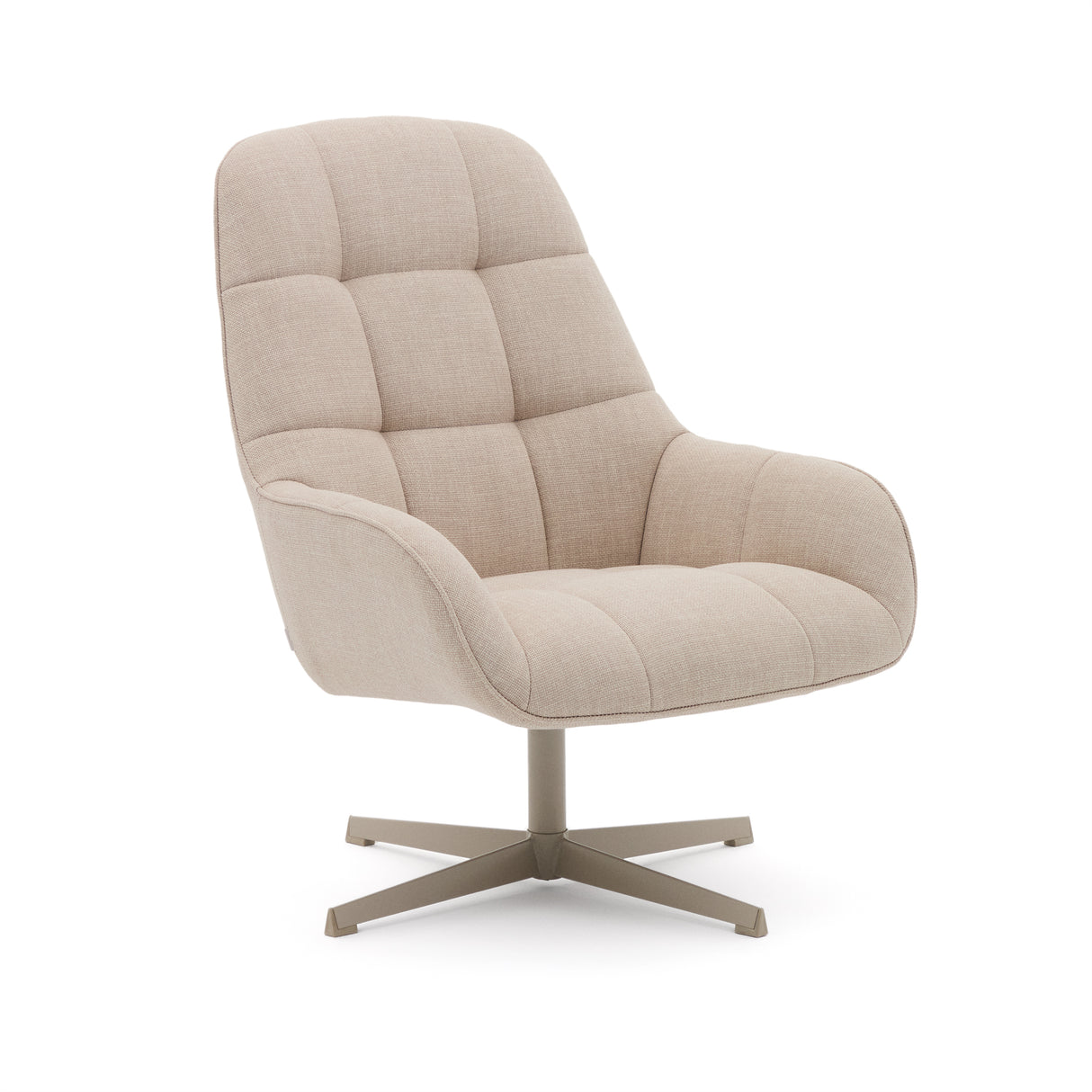 Sessel Teryl aus beigefarbener Chenille und Metall mit grauer Oberfläche FSC 100% - ZEN ZONE Furniture