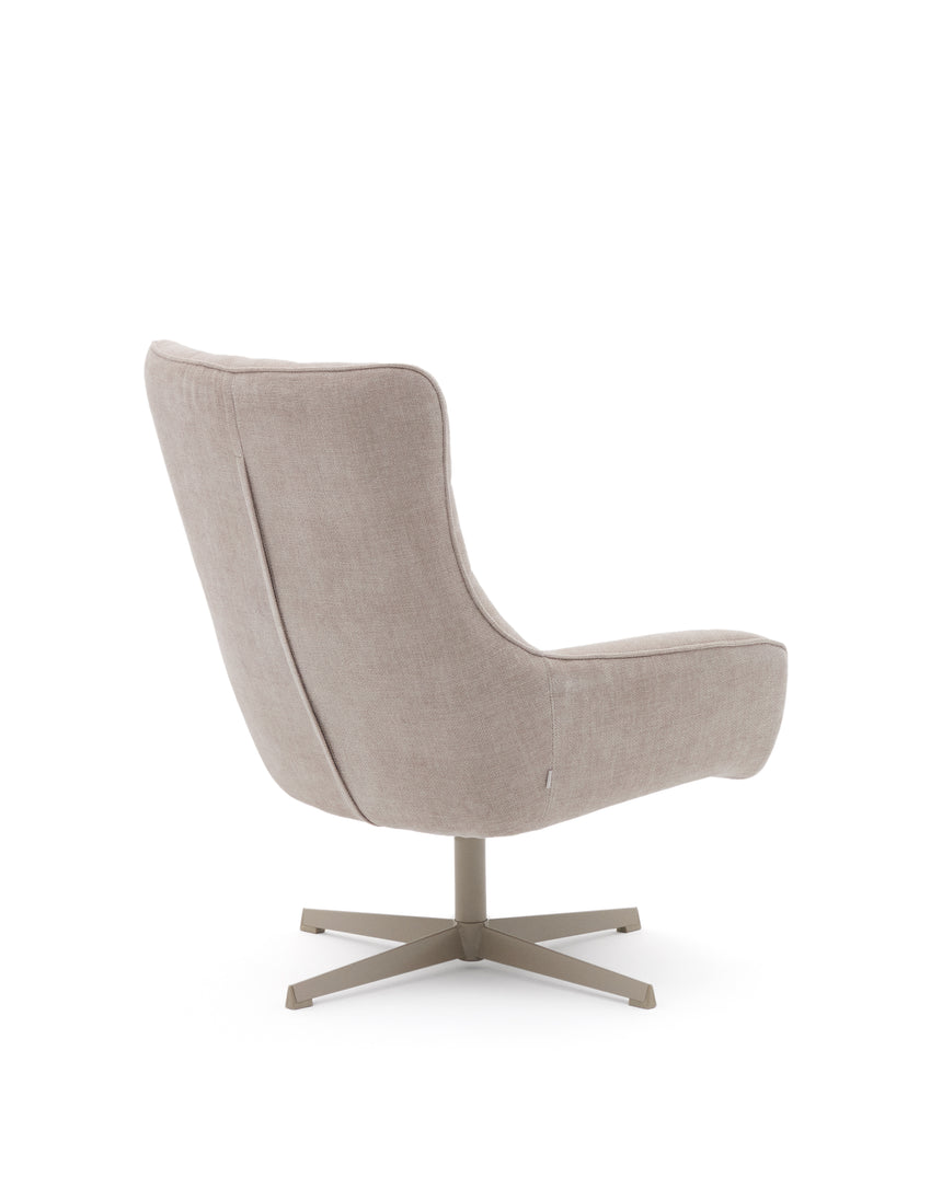Sessel Teryl aus beigefarbener Chenille und Metall mit grauer Oberfläche FSC 100% - ZEN ZONE Furniture