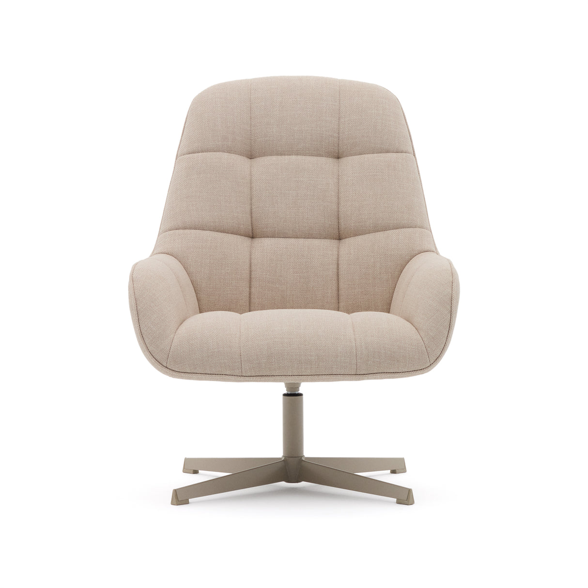 Sessel Teryl aus beigefarbener Chenille und Metall mit grauer Oberfläche FSC 100% - ZEN ZONE Furniture
