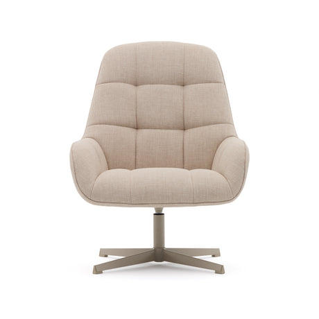 Sessel Teryl aus beigefarbener Chenille und Metall mit grauer Oberfläche FSC 100% - ZEN ZONE Furniture
