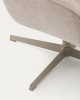 Sessel Teryl aus beigefarbener Chenille und Metall mit grauer Oberfläche FSC 100% - ZEN ZONE Furniture