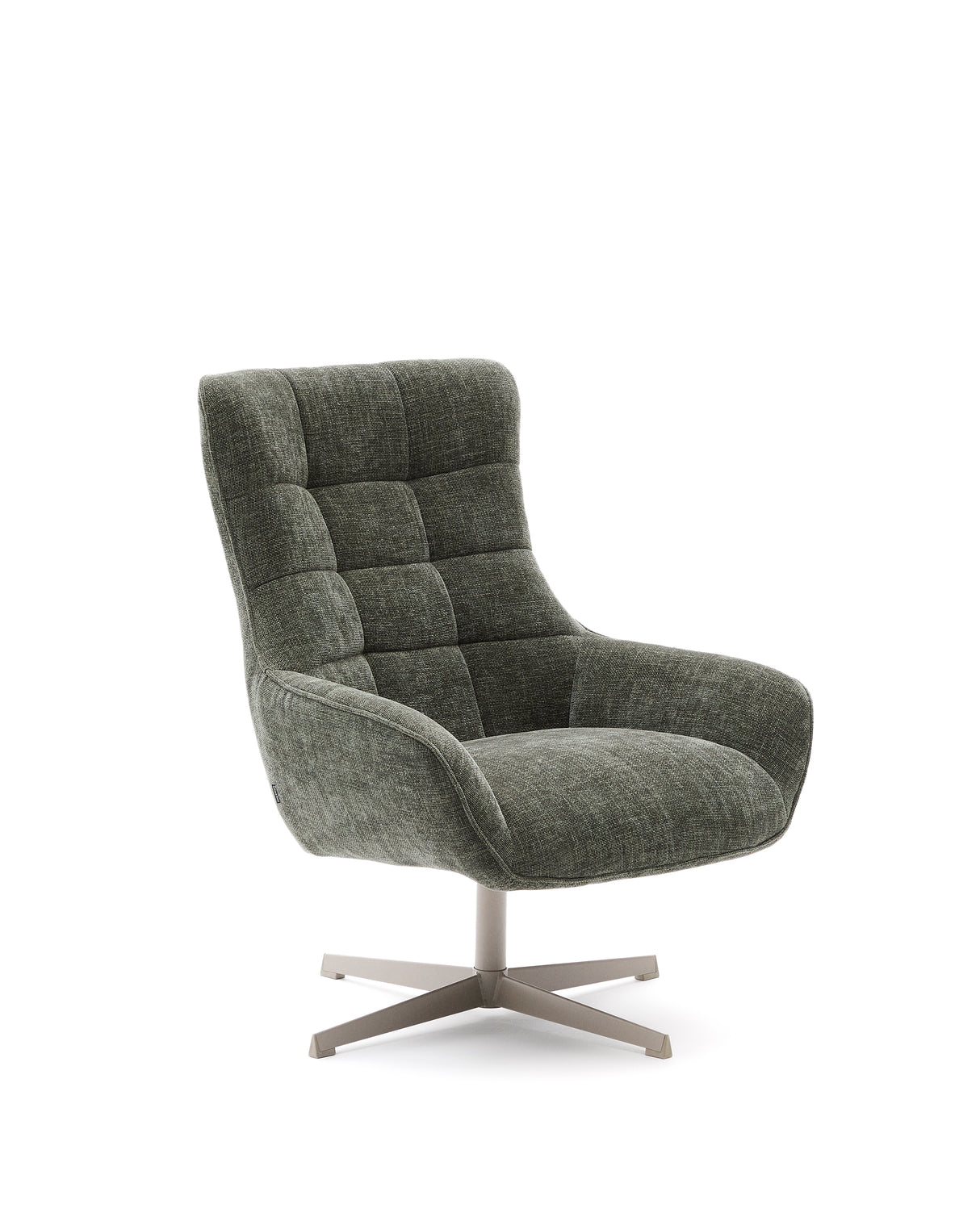 Sessel Teryl aus grüner Chenille und Metall mit grauer Oberfläche FSC 100% - ZEN ZONE Furniture