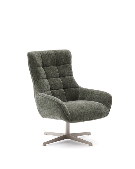 Sessel Teryl aus grüner Chenille und Metall mit grauer Oberfläche FSC 100% - ZEN ZONE Furniture