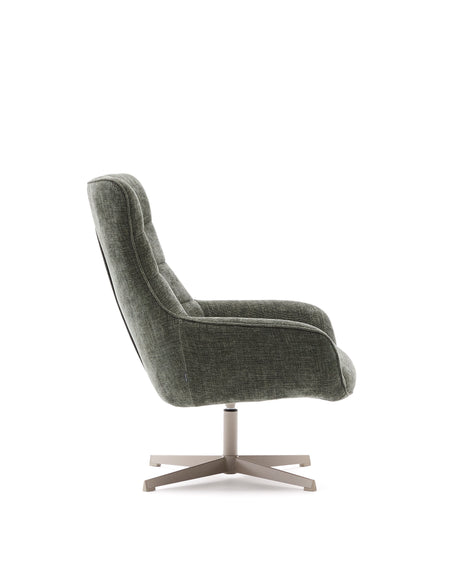 Sessel Teryl aus grüner Chenille und Metall mit grauer Oberfläche FSC 100% - ZEN ZONE Furniture
