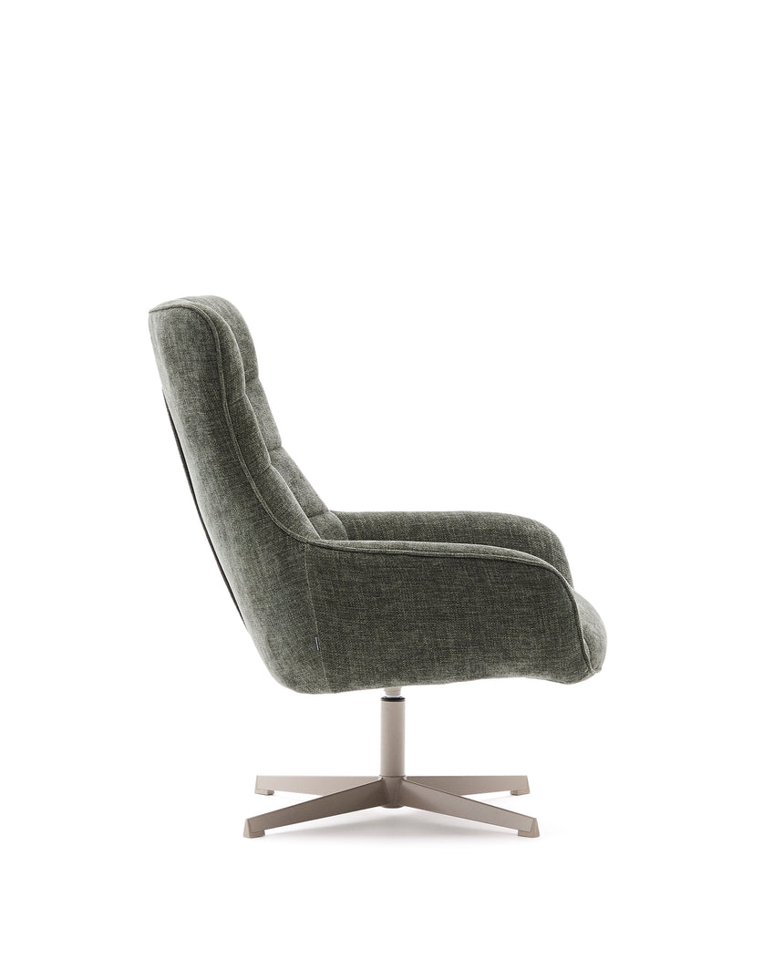 Sessel Teryl aus grüner Chenille und Metall mit grauer Oberfläche FSC 100% - ZEN ZONE Furniture