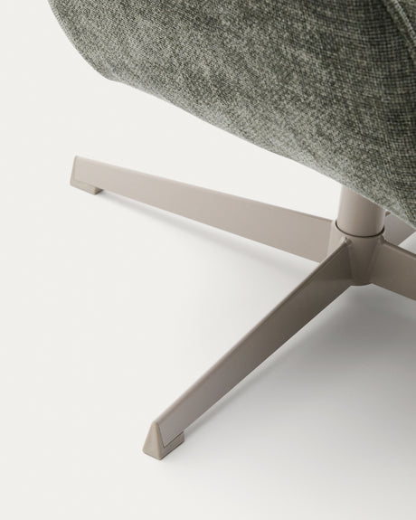 Sessel Teryl aus grüner Chenille und Metall mit grauer Oberfläche FSC 100% - ZEN ZONE Furniture
