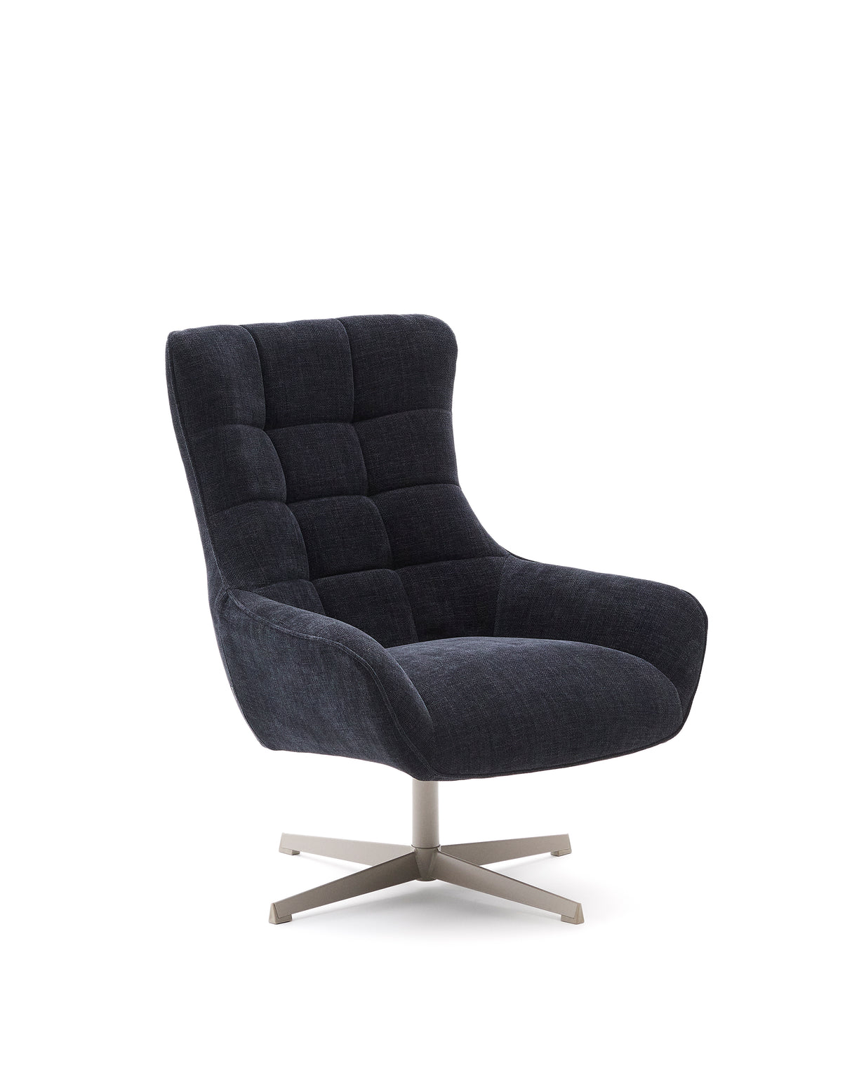 Sessel Teryl aus blauer Chenille und Metall mit grauer Oberfläche FSC 100% - ZEN ZONE Furniture