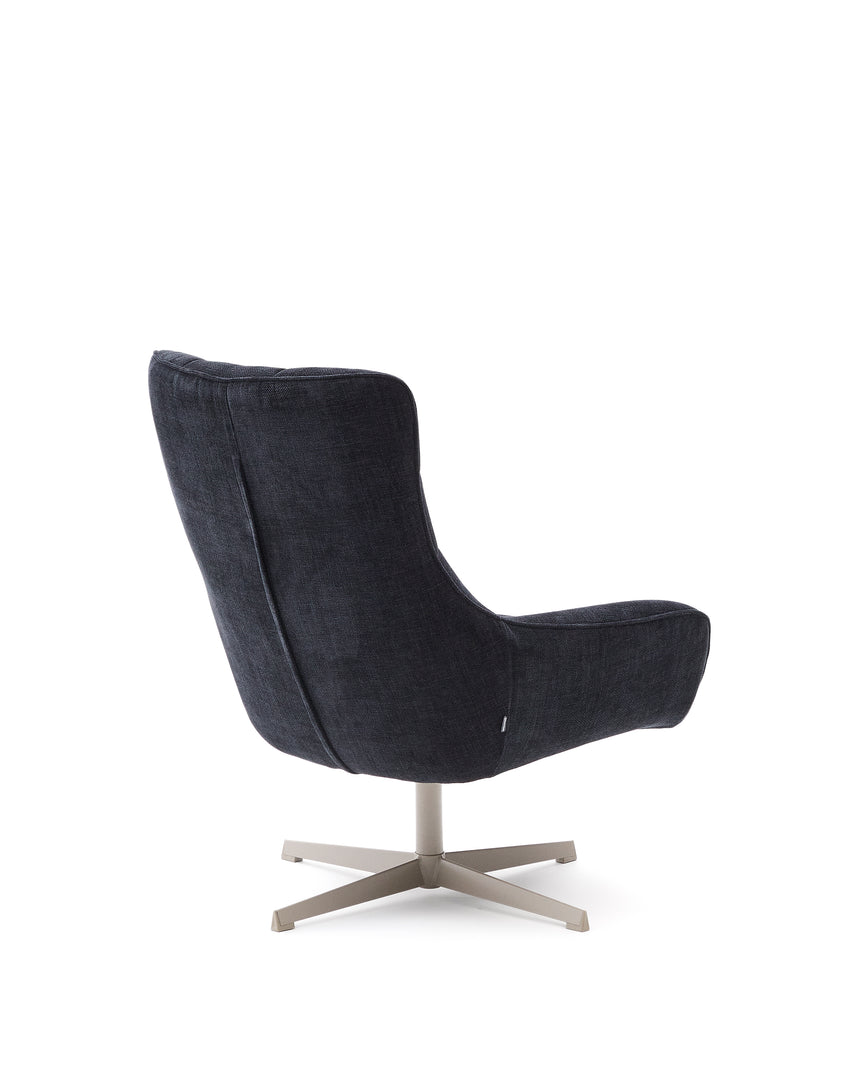 Sessel Teryl aus blauer Chenille und Metall mit grauer Oberfläche FSC 100% - ZEN ZONE Furniture