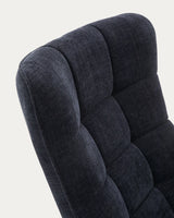 Sessel Teryl aus blauer Chenille und Metall mit grauer Oberfläche FSC 100% - ZEN ZONE Furniture