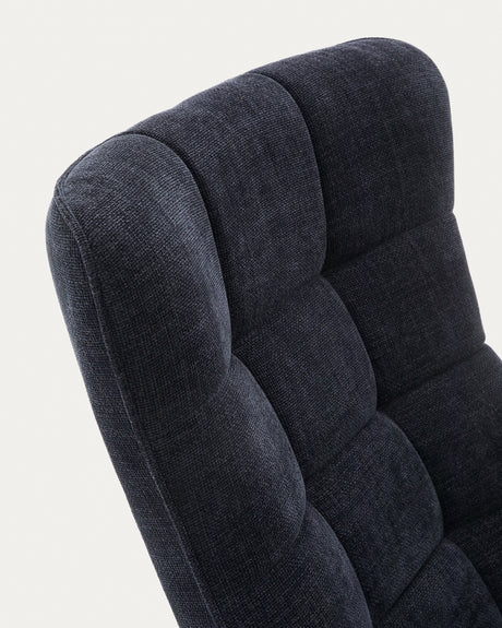 Sessel Teryl aus blauer Chenille und Metall mit grauer Oberfläche FSC 100% - ZEN ZONE Furniture