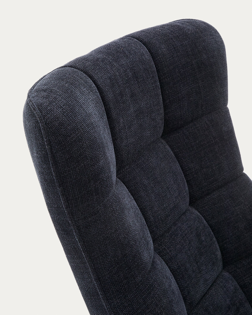 Sessel Teryl aus blauer Chenille und Metall mit grauer Oberfläche FSC 100% - ZEN ZONE Furniture