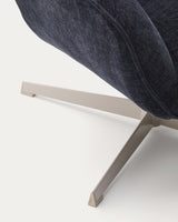 Sessel Teryl aus blauer Chenille und Metall mit grauer Oberfläche FSC 100% - ZEN ZONE Furniture