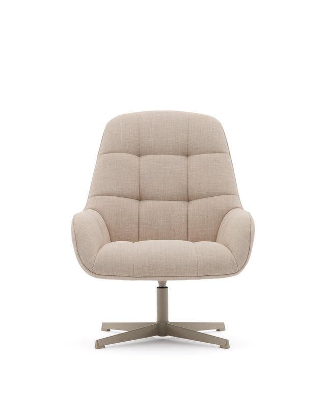 Drehsessel Jaspe beige und Metall mit grauer Oberfläche FSC 100% - ZEN ZONE Furniture