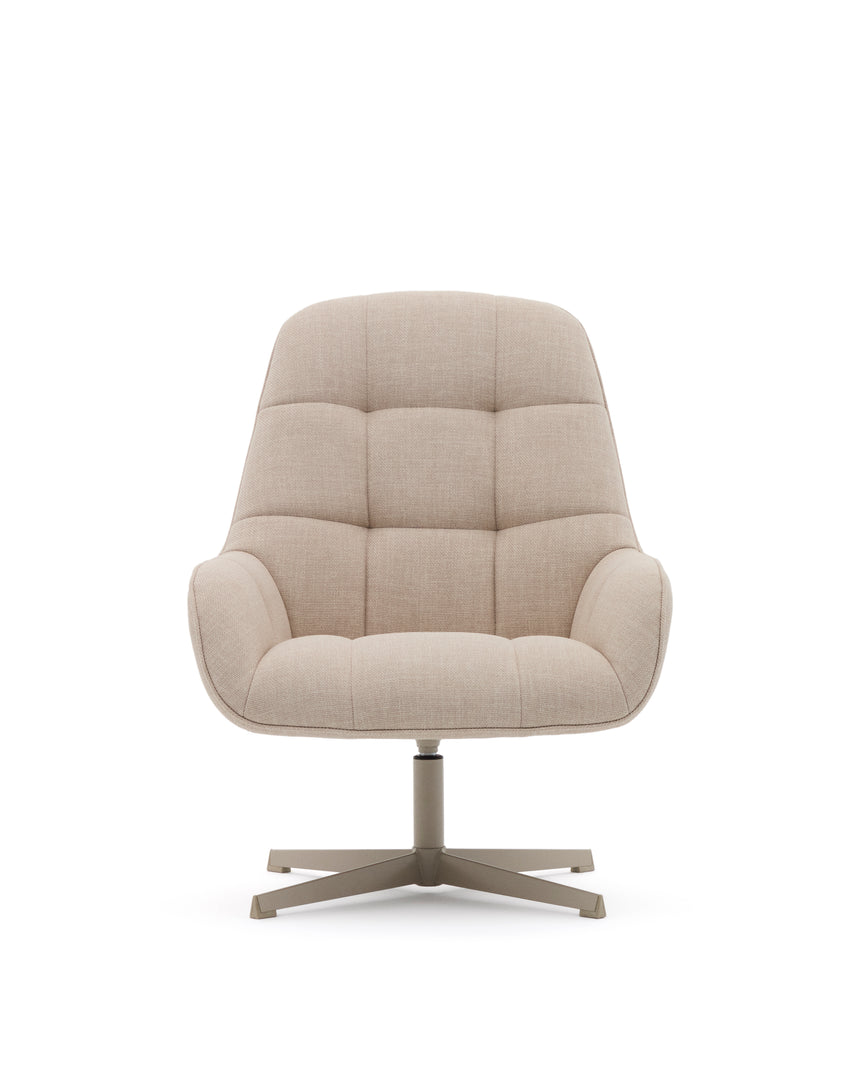 Drehsessel Jaspe beige und Metall mit grauer Oberfläche FSC 100% - ZEN ZONE Furniture