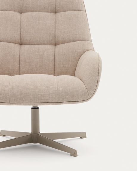 Drehsessel Jaspe beige und Metall mit grauer Oberfläche FSC 100% - ZEN ZONE Furniture