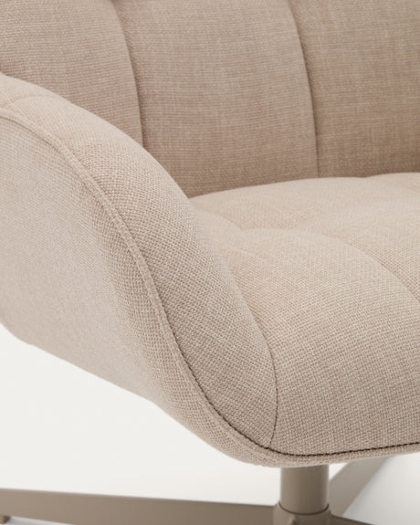 Drehsessel Jaspe beige und Metall mit grauer Oberfläche FSC 100% - ZEN ZONE Furniture
