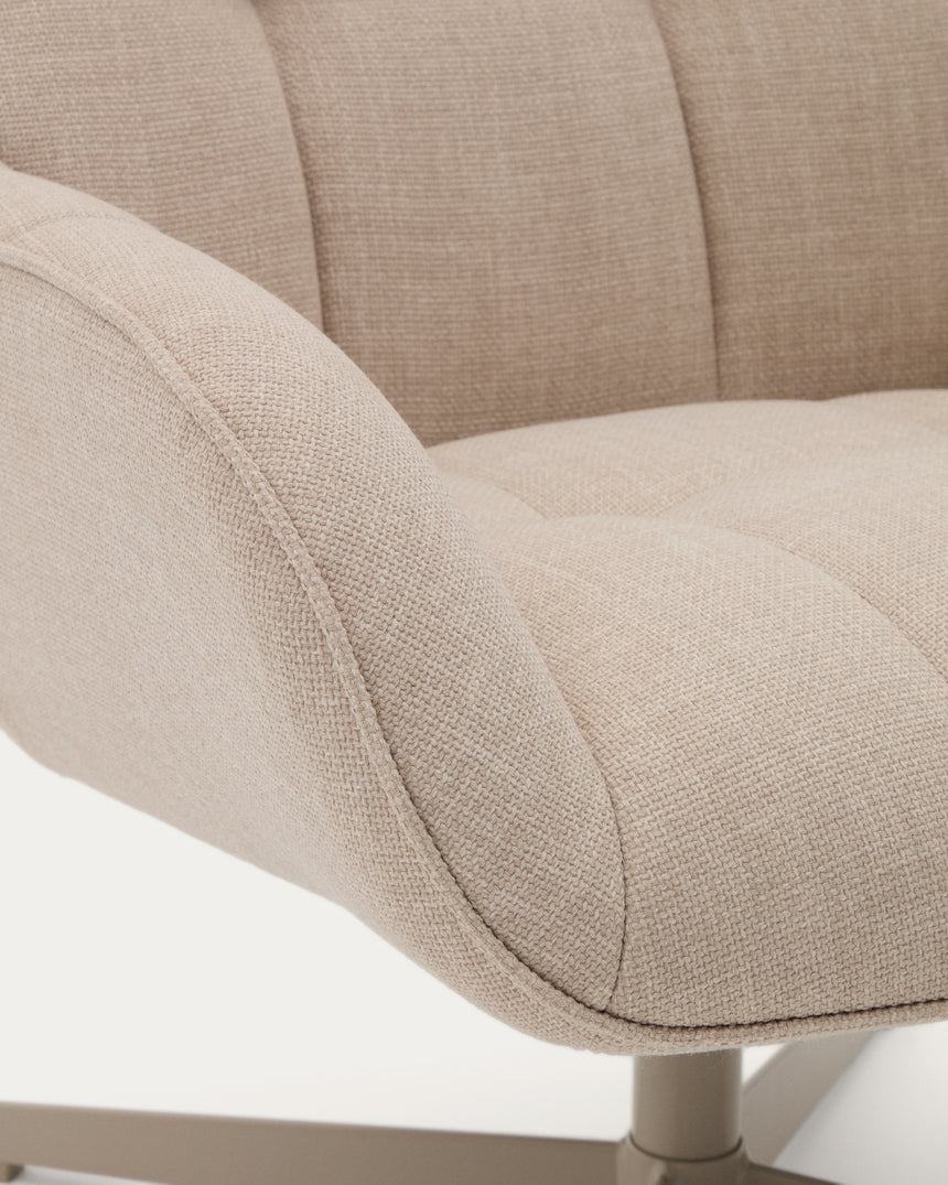 Drehsessel Jaspe beige und Metall mit grauer Oberfläche FSC 100% - ZEN ZONE Furniture