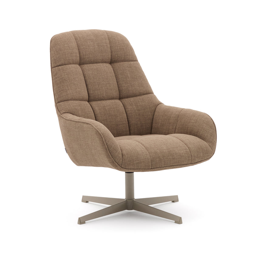 Drehsessel Jaspe hellbraun und Metall mit grauer Oberfläche FSC 100% - ZEN ZONE Furniture