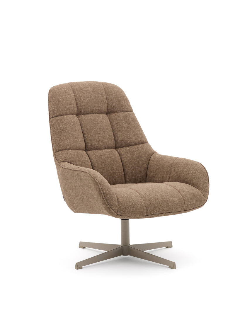 Drehsessel Jaspe hellbraun und Metall mit grauer Oberfläche FSC 100% - ZEN ZONE Furniture